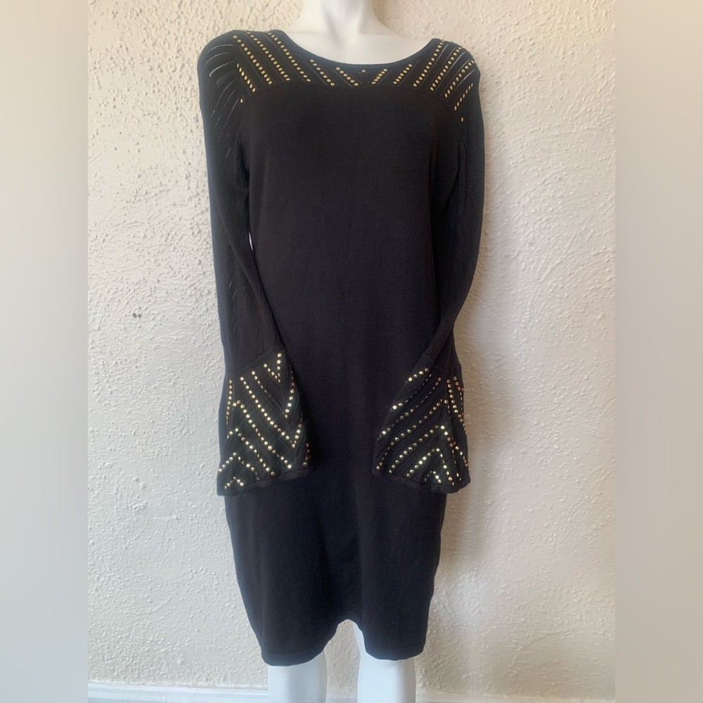 Calvin Klein large Elegant Black Dress with Gold Accents